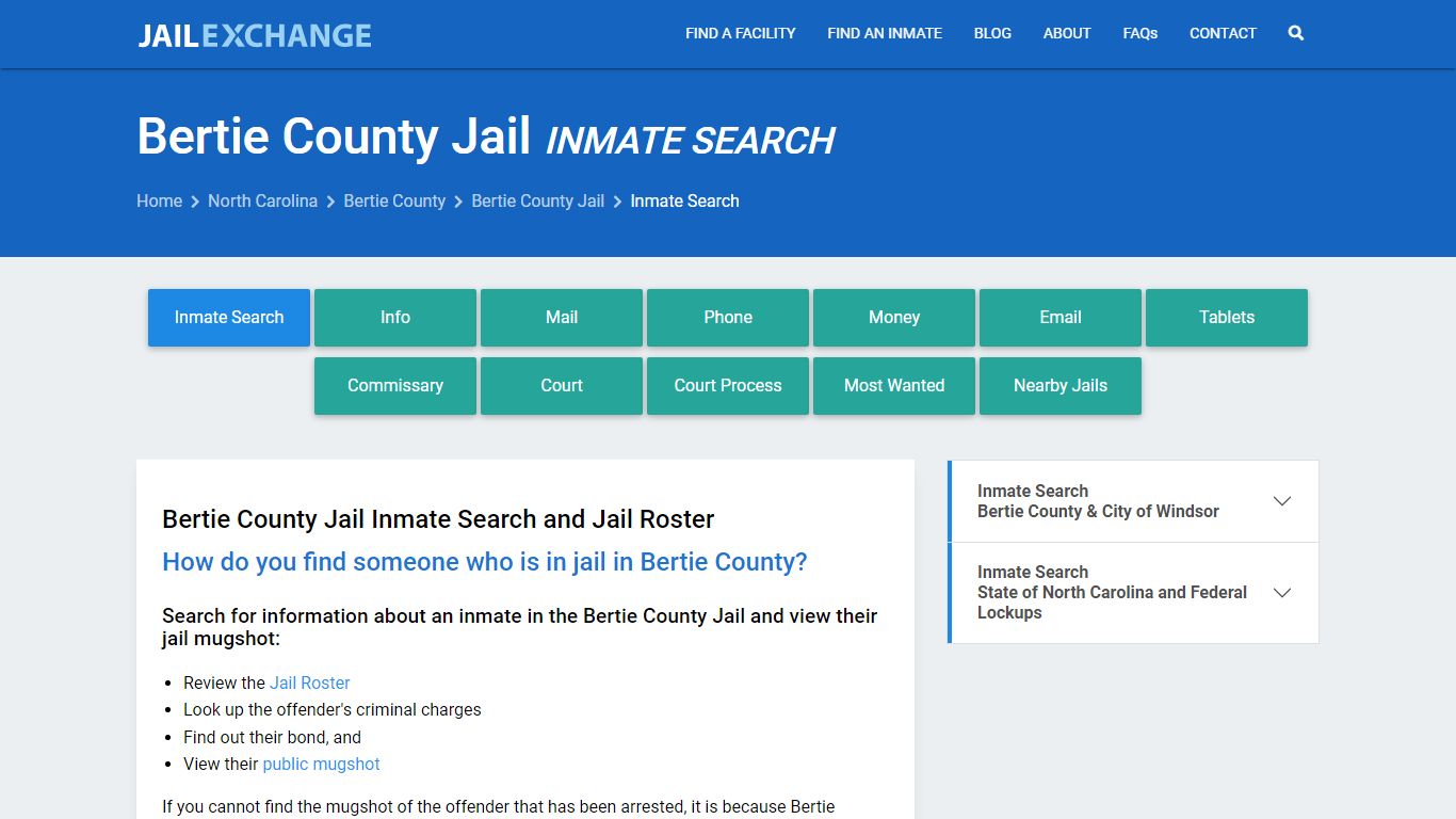 Inmate Search: Roster & Mugshots - Bertie County Jail, NC